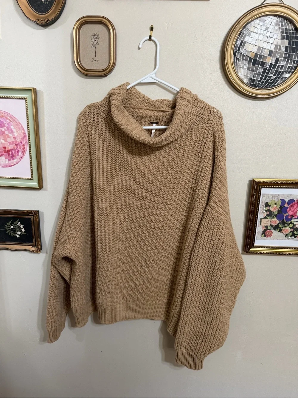 Free People Chunky Cowl Neck Sweater - Camel
